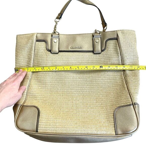 Calvin Klein raffia woven metallic tote‎ bag - Picture 14 of 16